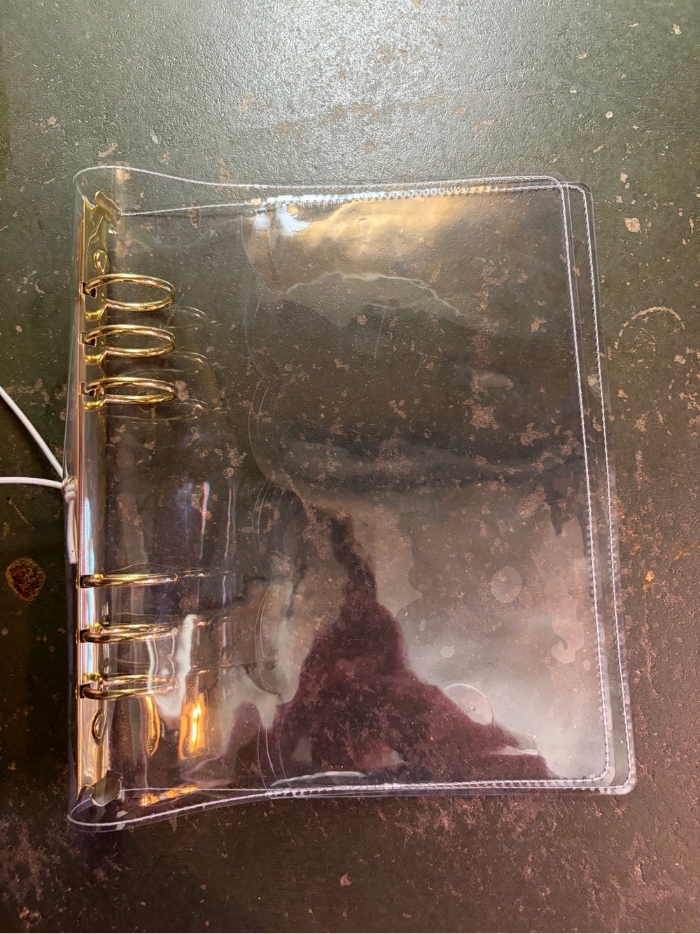 Clear PVC 6-Ring Planner Binder with Gold Hardware